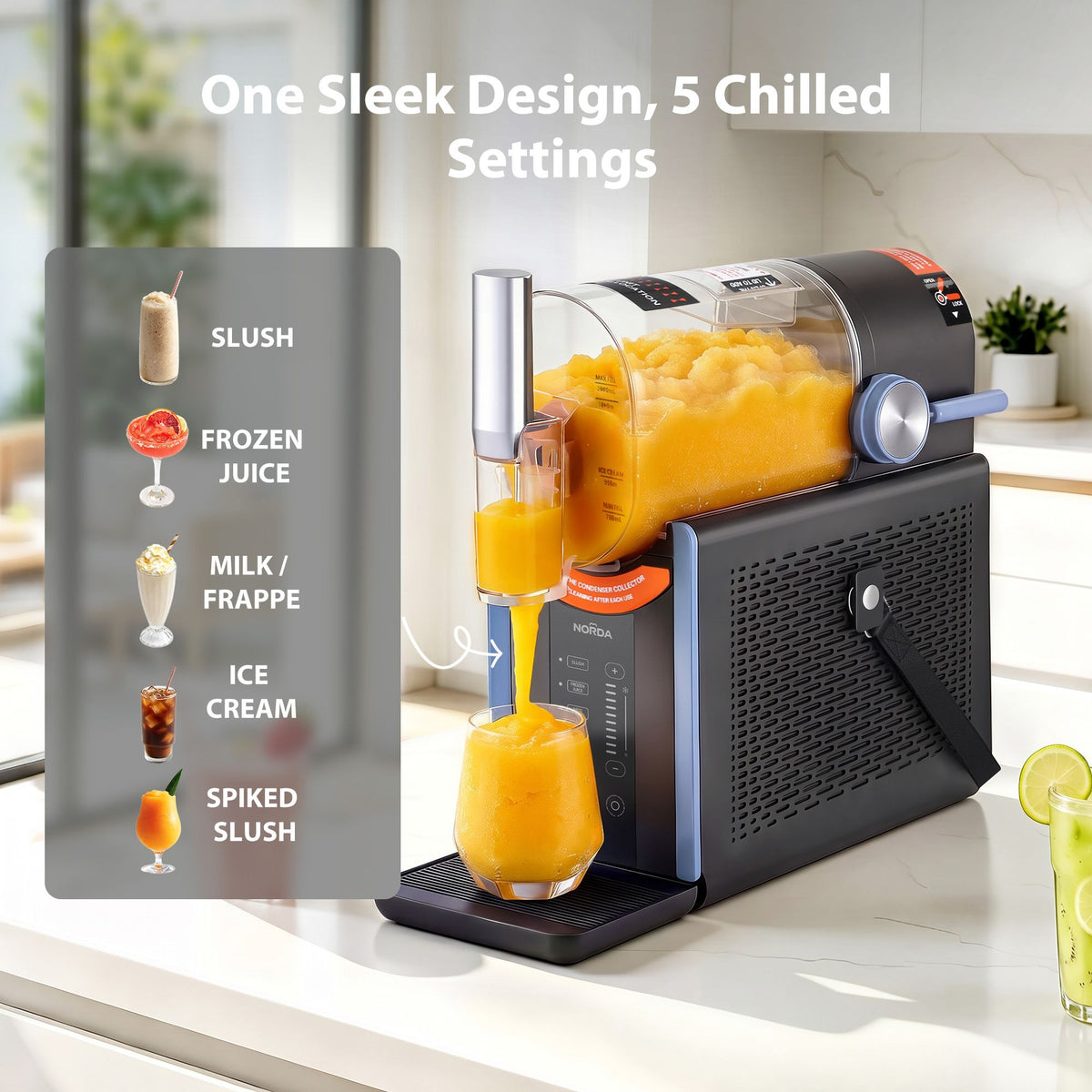 5-in-1 Slushie Machine & Ice Cream Maker 2L – Grey & Blue
