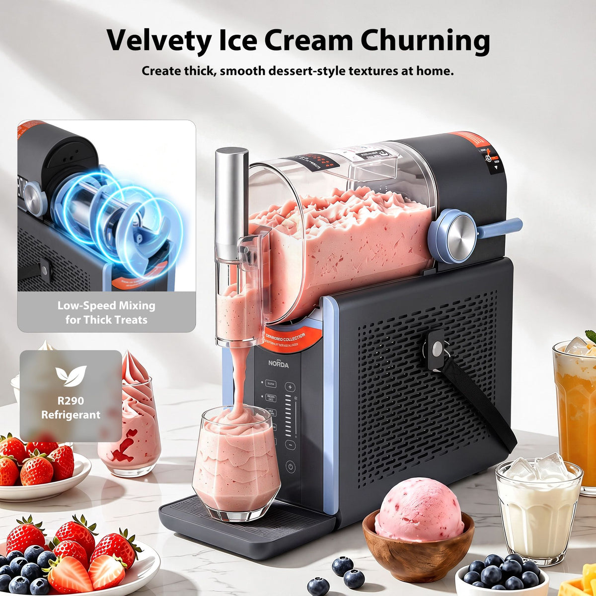 5-in-1 Slushie Machine & Ice Cream Maker 2L – Grey & Blue