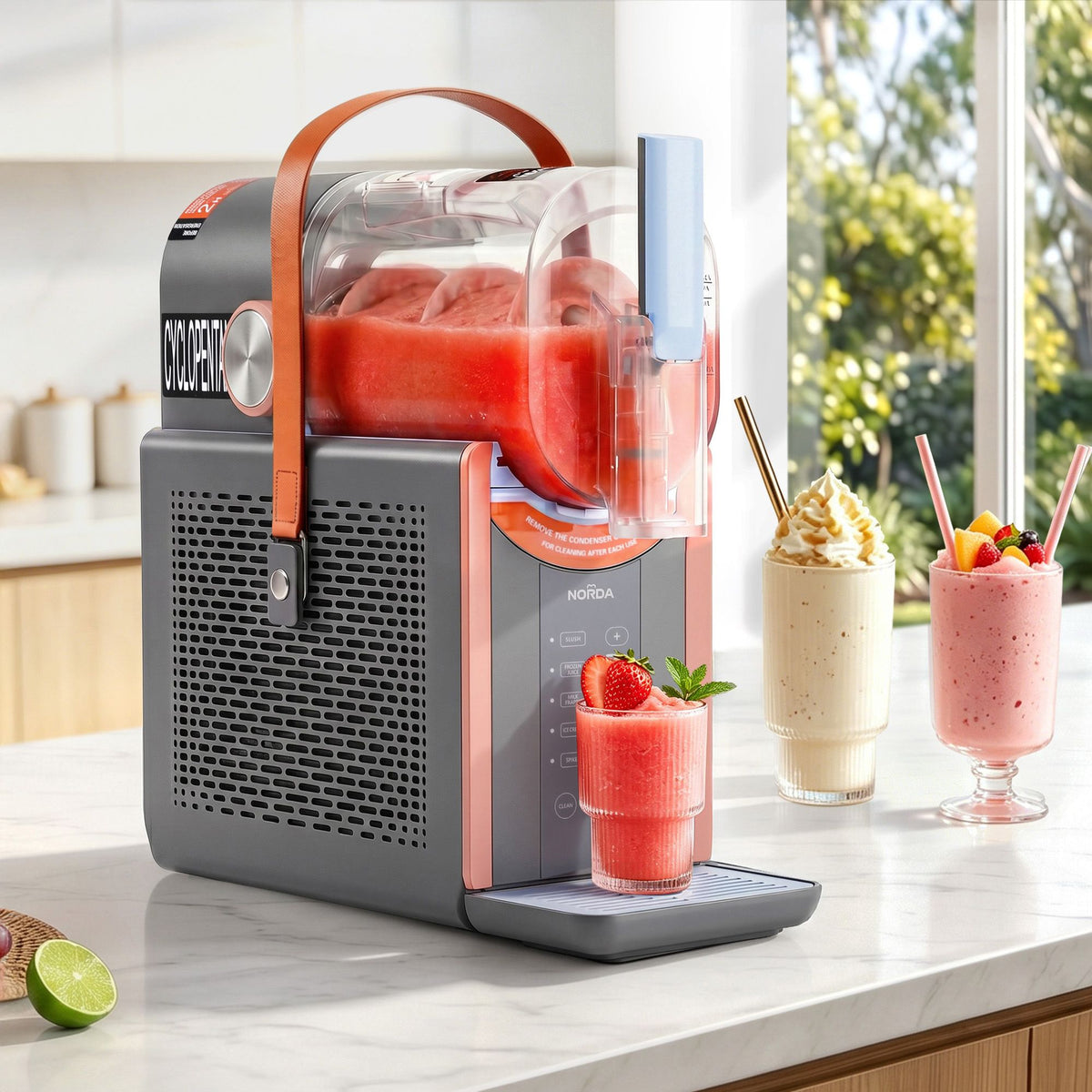 5-in-1 Slushie Machine & Ice Cream Maker 2L – Grey & Orange