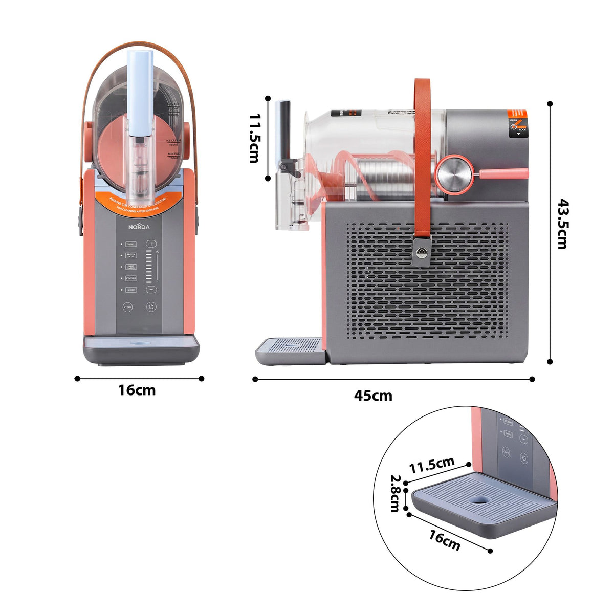 5-in-1 Slushie Machine & Ice Cream Maker 2L – Grey & Orange