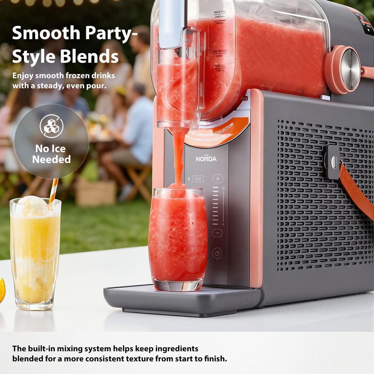 5-in-1 Slushie Machine & Ice Cream Maker 2L – Grey & Orange