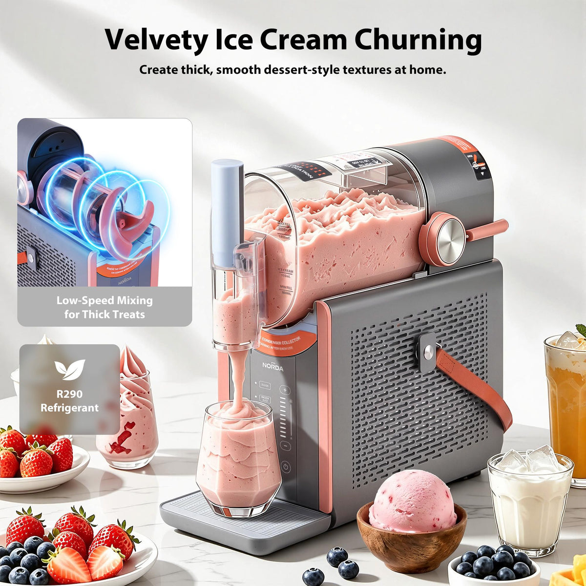 5-in-1 Slushie Machine & Ice Cream Maker 2L – Grey & Orange