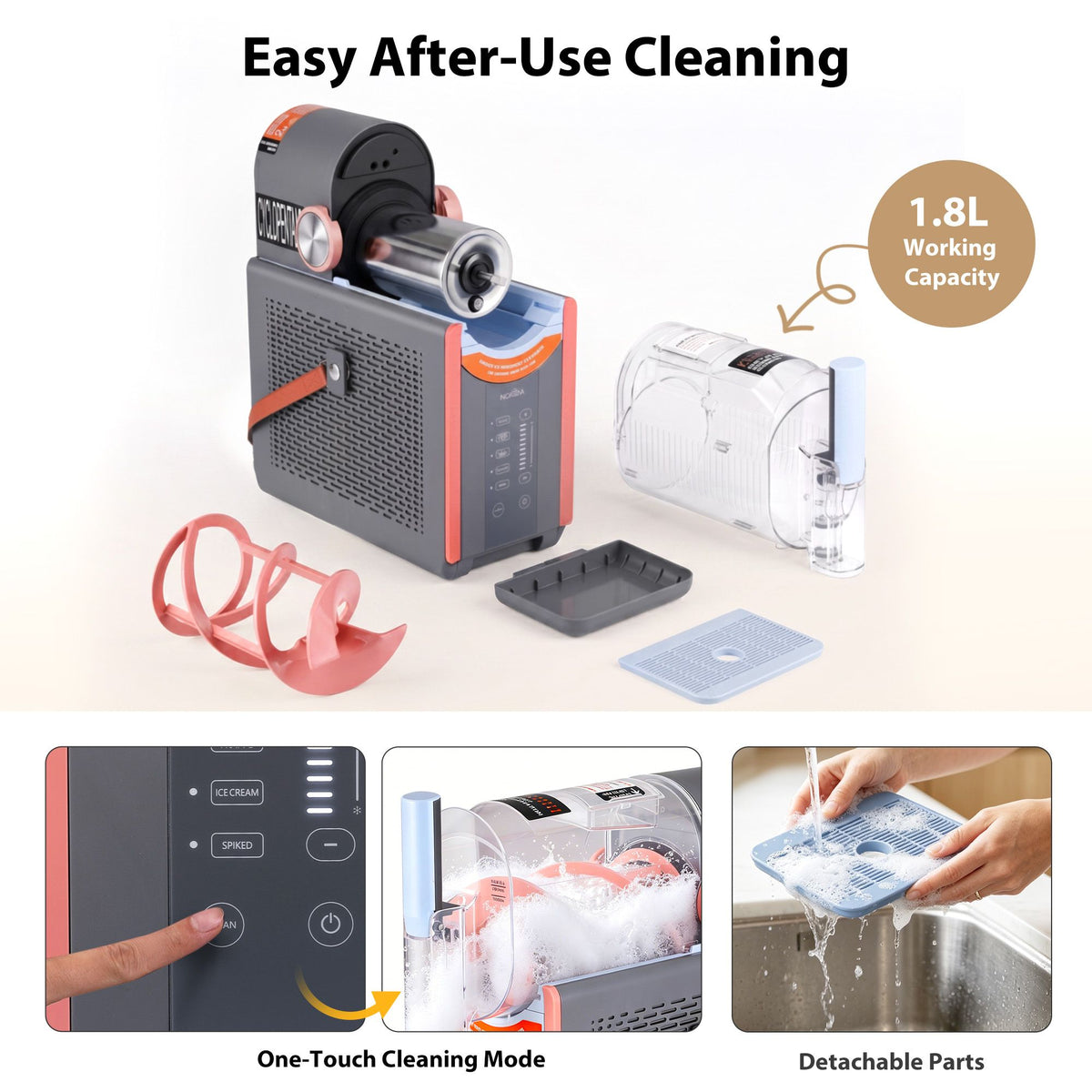 5-in-1 Slushie Machine & Ice Cream Maker 2L – Grey & Orange