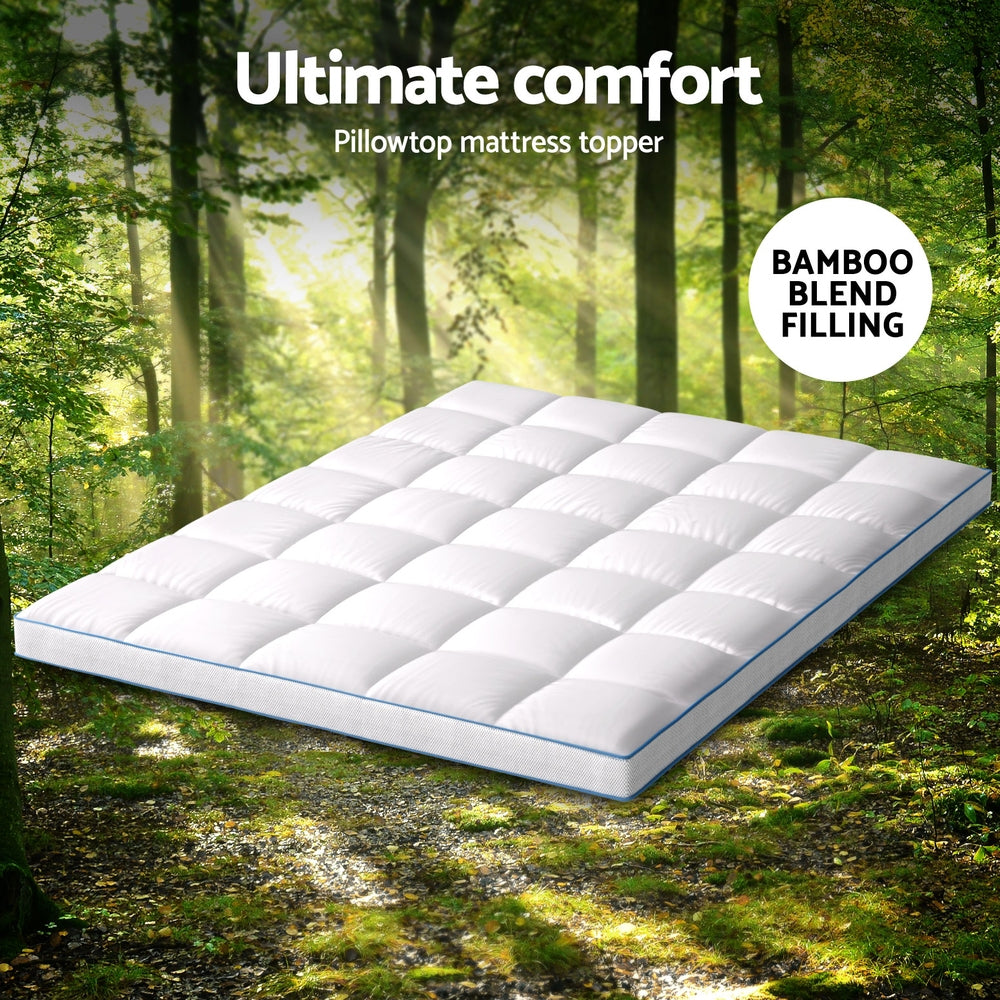 Giselle Bedding Mattress Topper Pillowtop Bamboo 10cm Queen - Homecoze