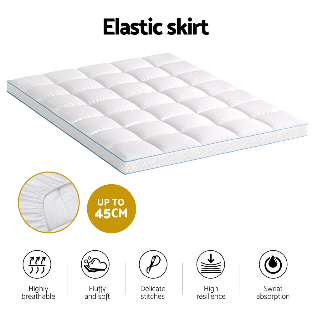 Giselle Bedding Mattress Topper Pillowtop Bamboo 10cm Queen - Homecoze