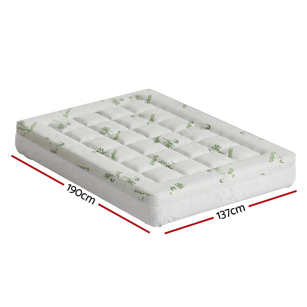 Giselle Bedding Mattress Topper Pillowtop Bamboo 7.5cm Double - Homecoze