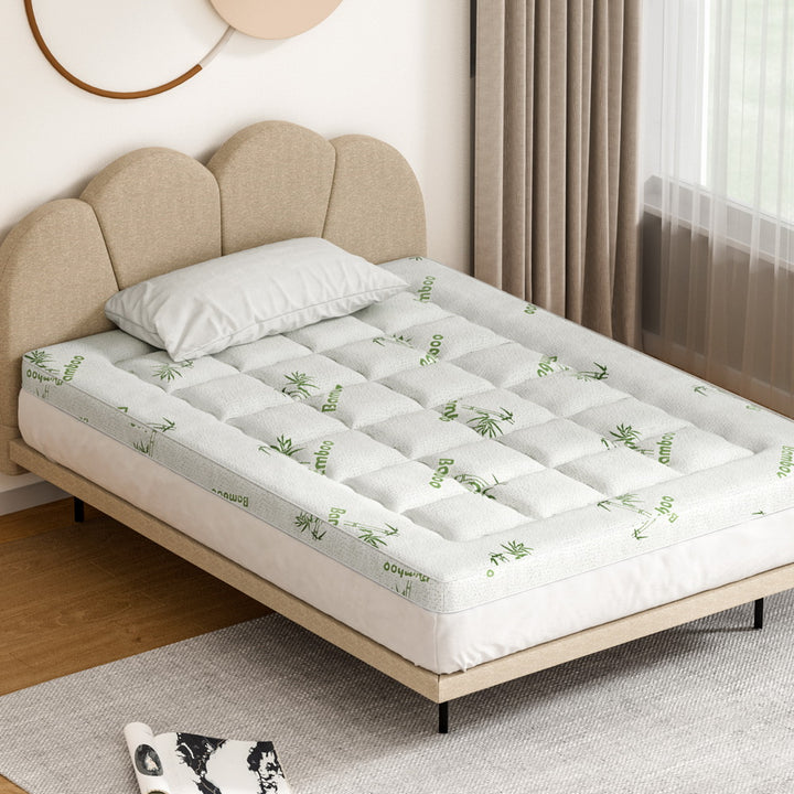 Giselle Bedding Mattress Topper Pillowtop Bamboo 7.5cm Double - Homecoze