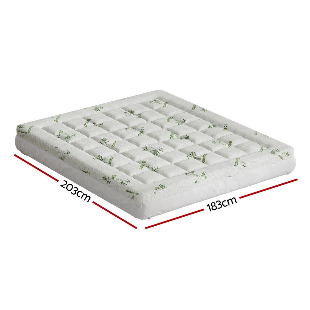 Giselle Bedding Mattress Topper Pillowtop Bamboo 7.5cm King - Homecoze
