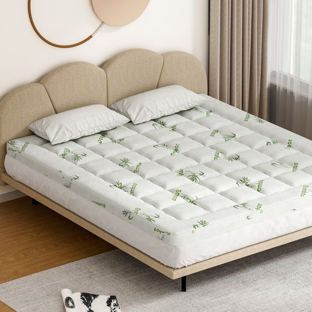 Giselle Bedding Mattress Topper Pillowtop Bamboo 7.5cm King - Homecoze