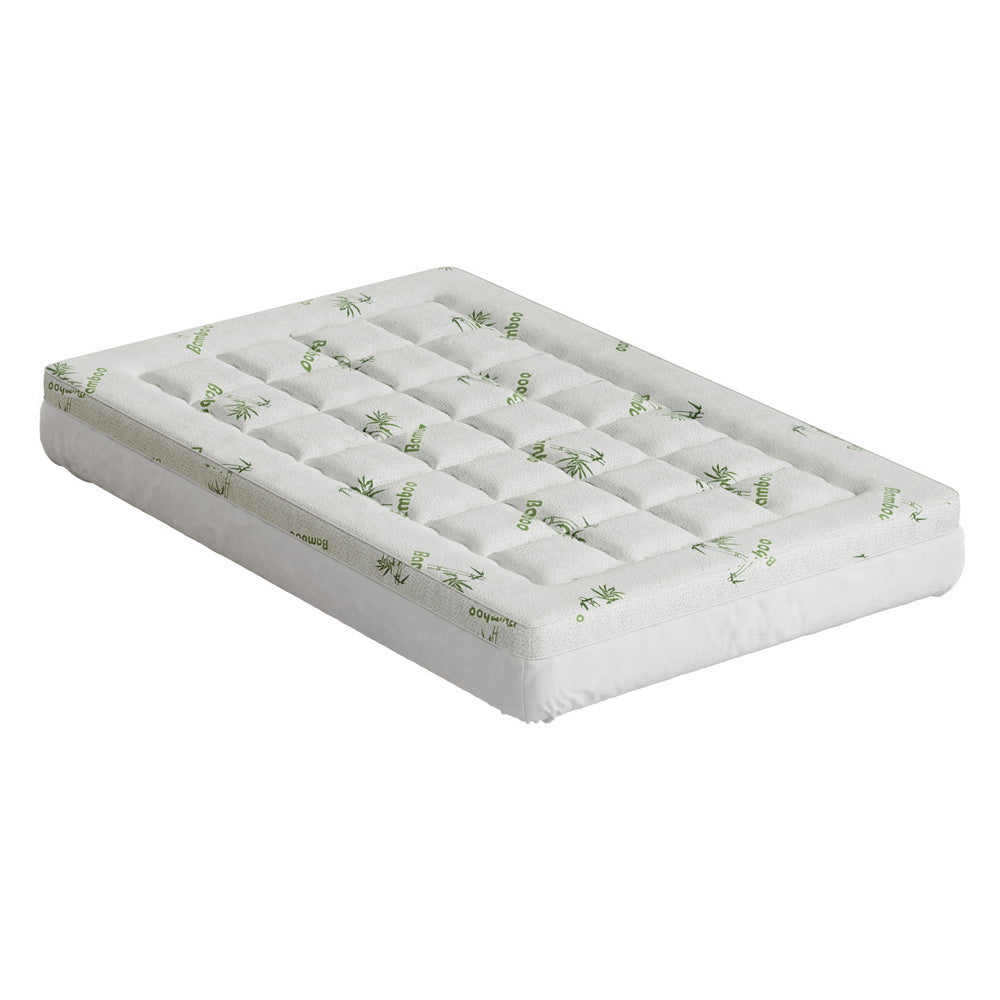 Giselle Bedding Mattress Topper Pillowtop Bamboo 7.5cm King Single - Homecoze