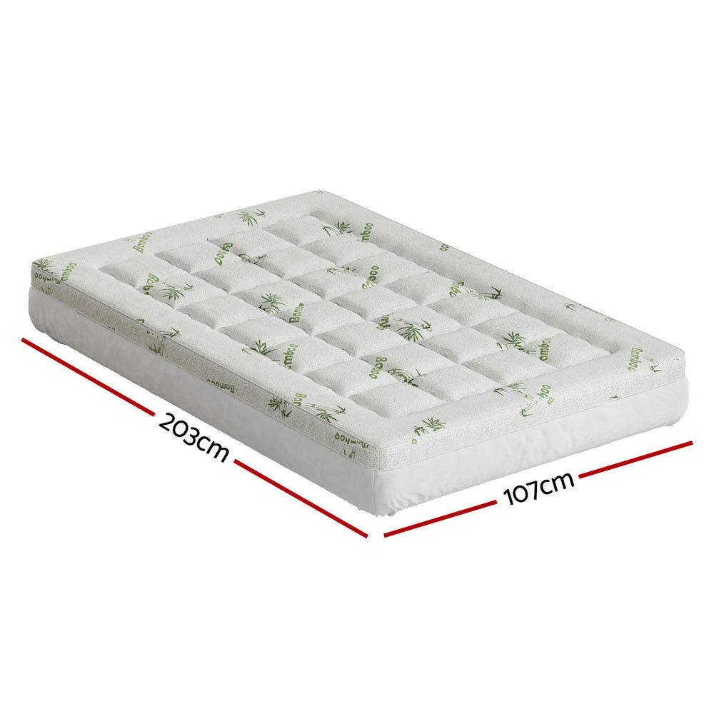 Giselle Bedding Mattress Topper Pillowtop Bamboo 7.5cm King Single - Homecoze