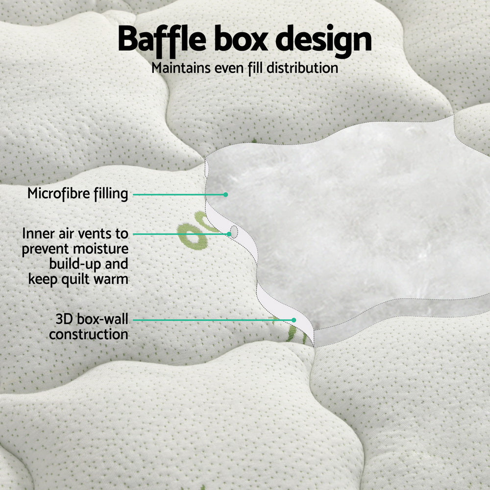 Giselle Bedding Mattress Topper Pillowtop Bamboo 7.5cm King Single - Homecoze