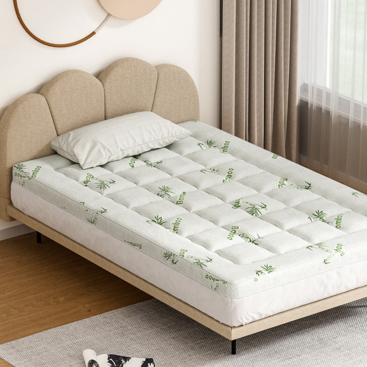 Giselle Bedding Mattress Topper Pillowtop Bamboo 7.5cm King Single - Homecoze