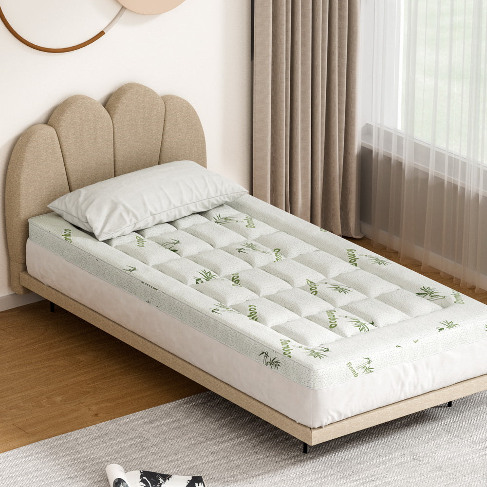 Giselle Bedding Mattress Topper Pillowtop Bamboo 7.5cm Single - Homecoze