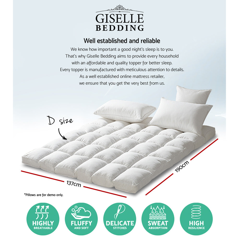5cm Pillowtop Mattress Topper 1000GSM - Double