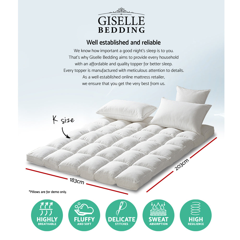 5cm Pillowtop Mattress Topper 1000GSM - King
