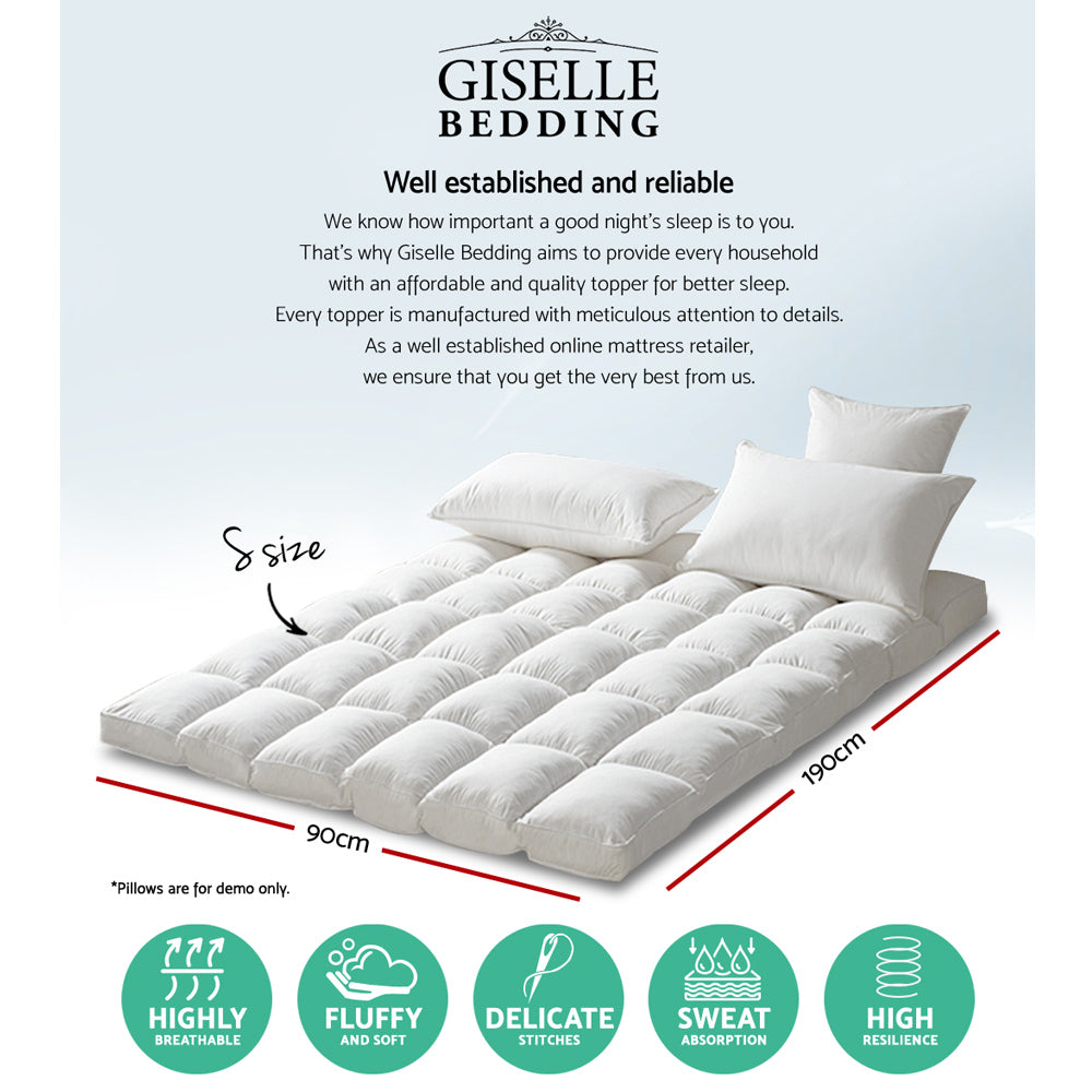 5cm Pillowtop Mattress Topper 1000GSM - Single