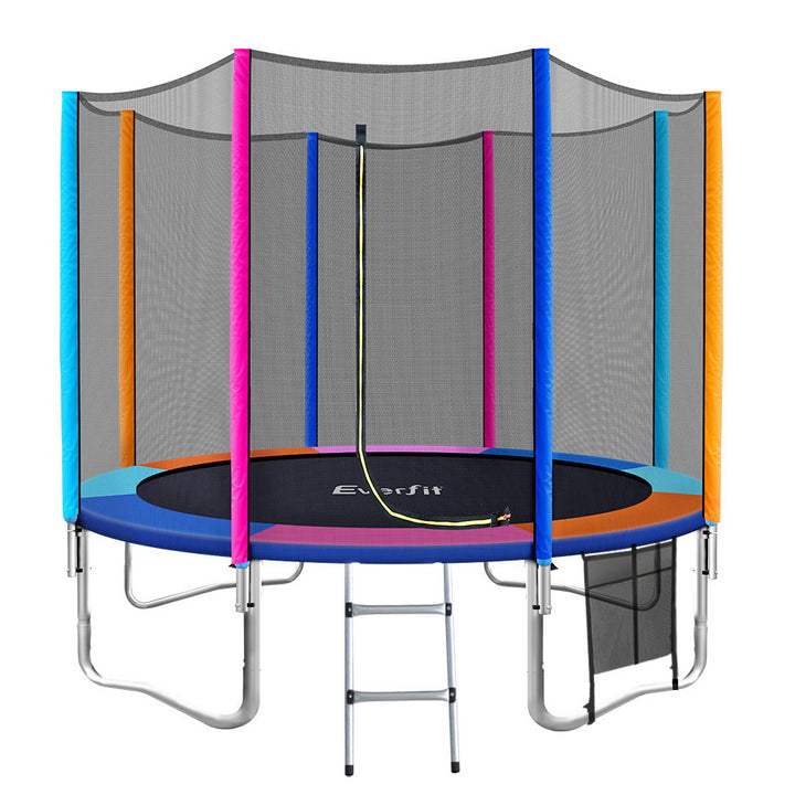 10FT Trampoline with Safety Net - Multicolour