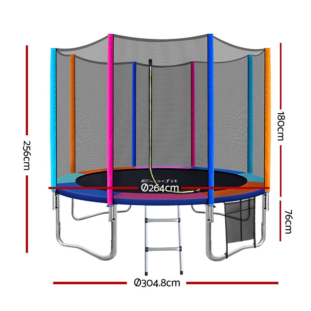 10FT Trampoline with Safety Net - Multicolour