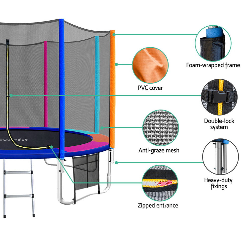 12FT Trampoline with Safety Net - Multicolour - Homecoze
