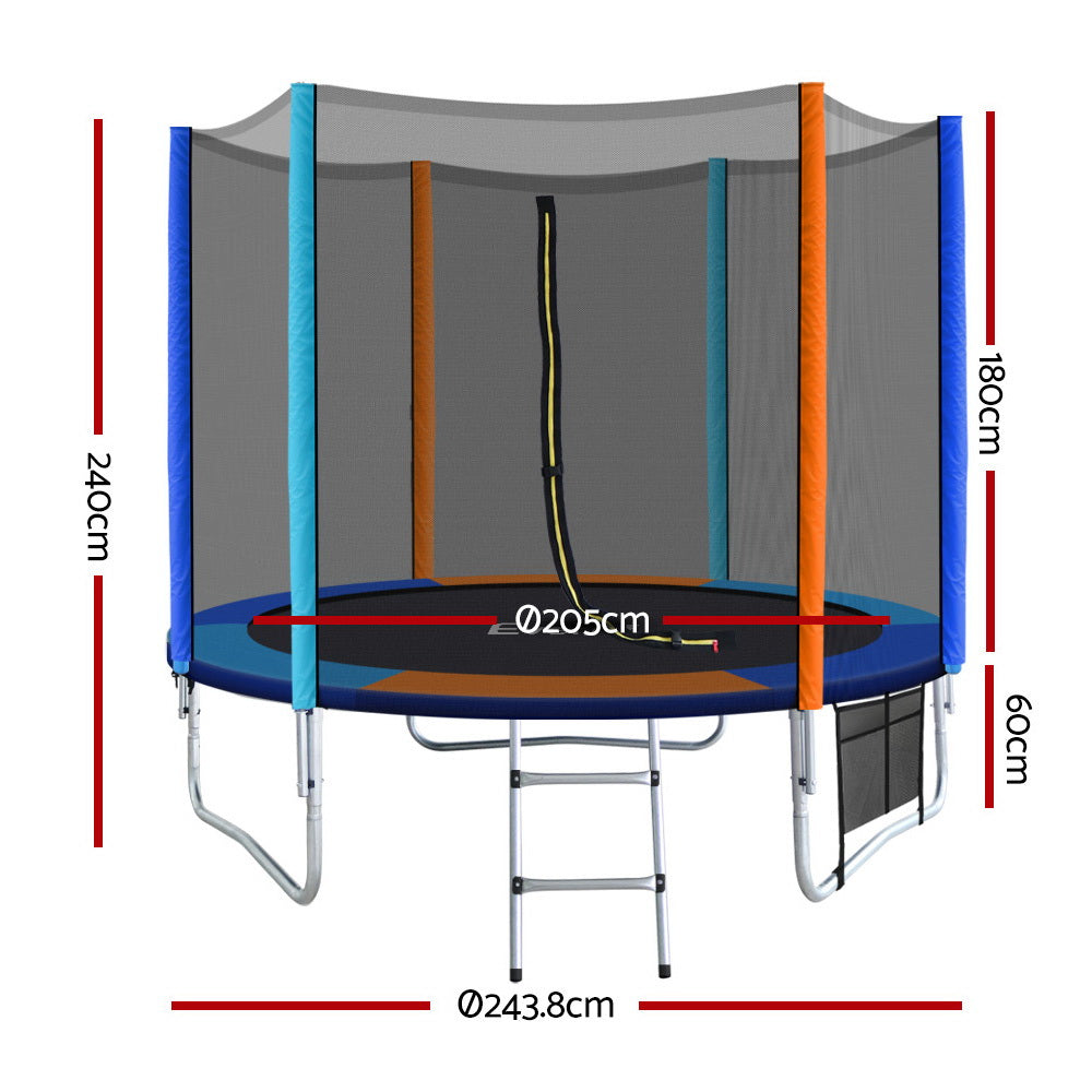8FT Trampoline with Safety Net - Multicolour - Homecoze