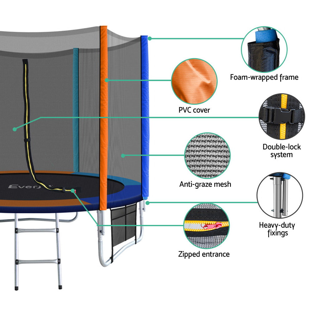8FT Trampoline with Safety Net - Multicolour - Homecoze