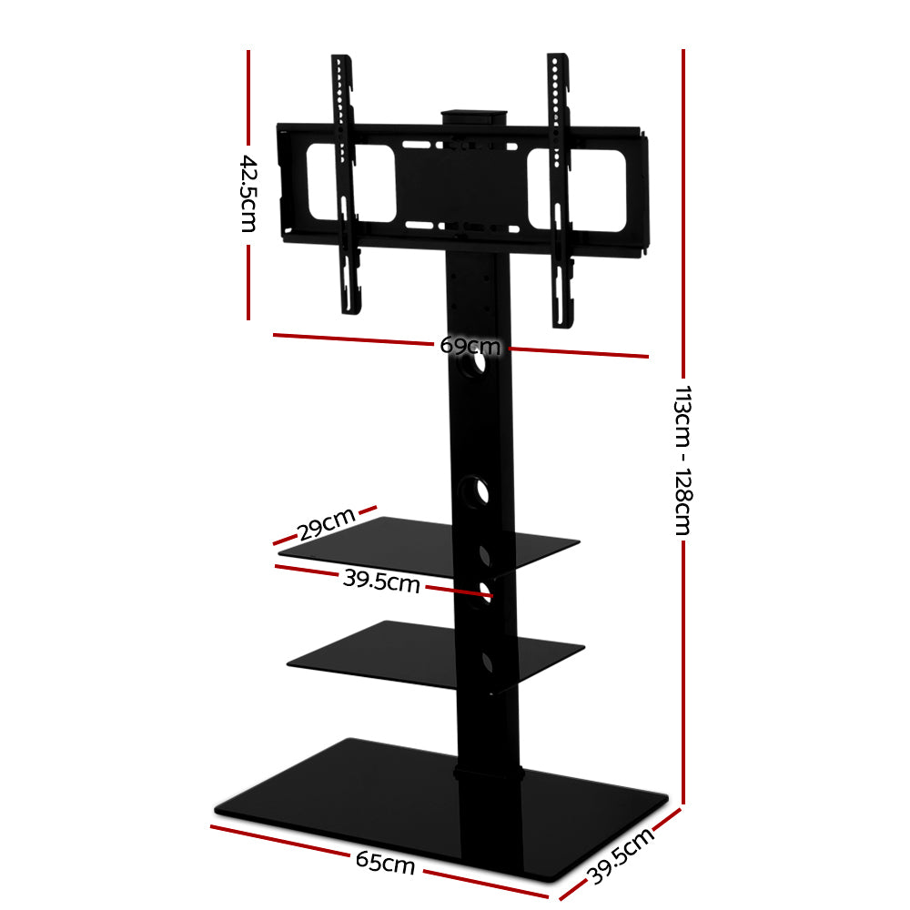Floor TV Stand Bracket Mount Swivel Height Adjustable 32 to 70 Inch Black - Homecoze