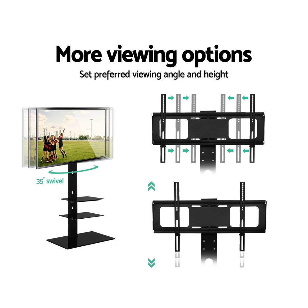 Floor TV Stand Bracket Mount Swivel Height Adjustable 32 to 70 Inch Black - Homecoze