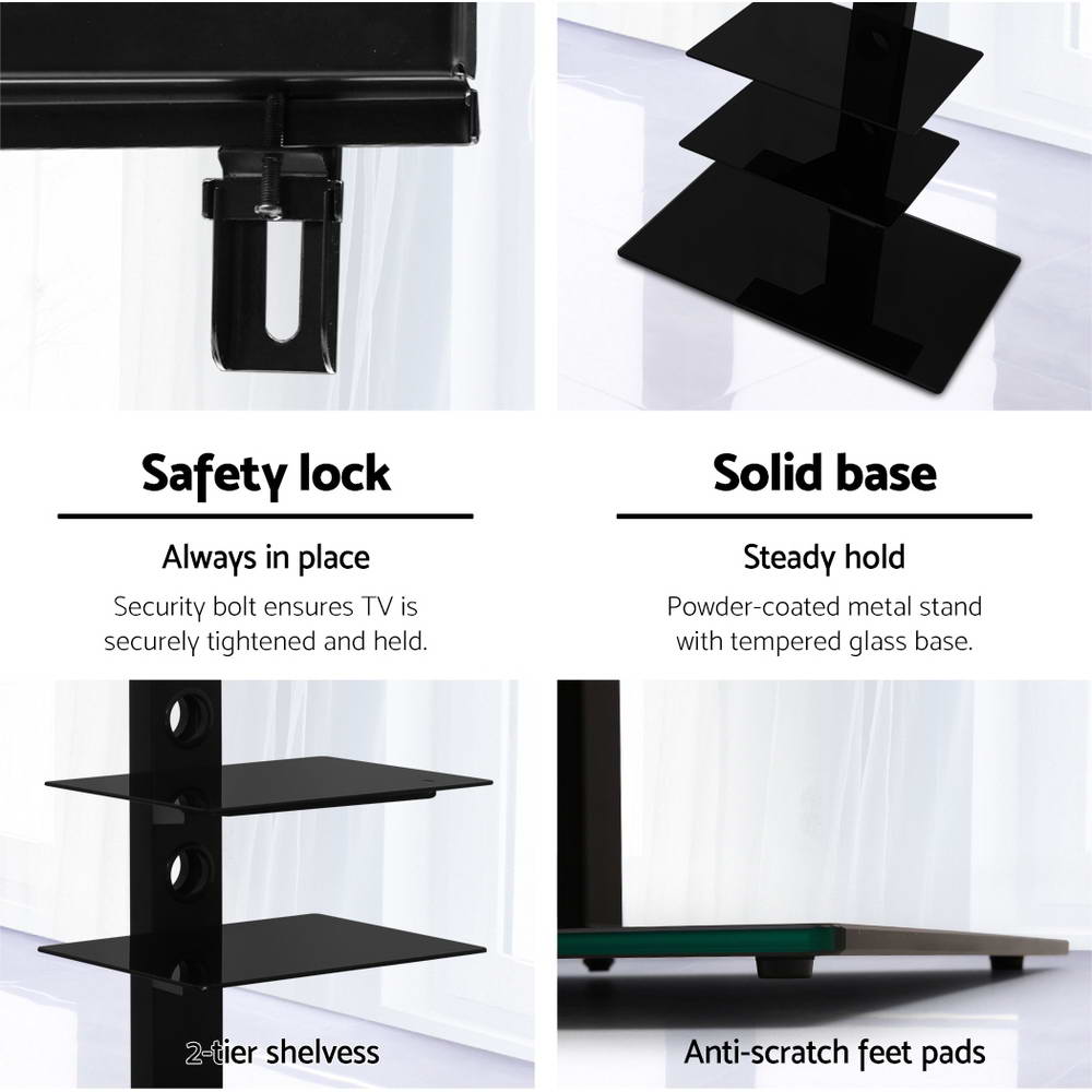 Floor TV Stand Bracket Mount Swivel Height Adjustable 32 to 70 Inch Black - Homecoze