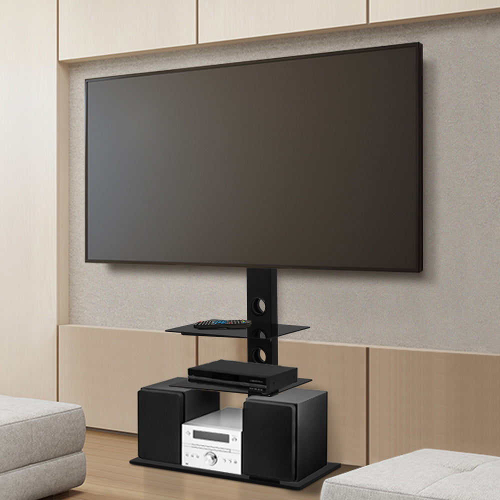 Floor TV Stand Bracket Mount Swivel Height Adjustable 32 to 70 Inch Black - Homecoze