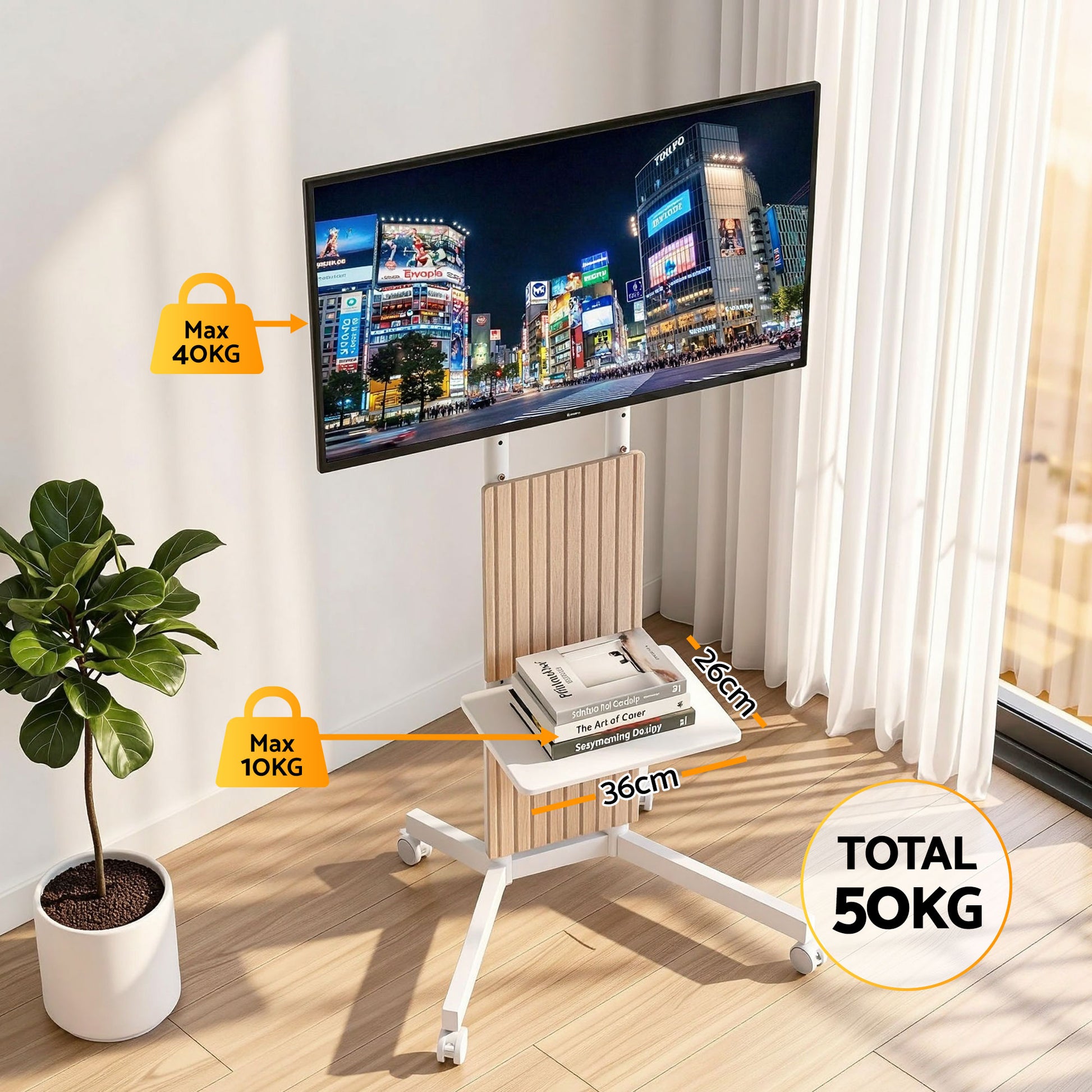 Artiss Mobile TV Floor Stand for 32-65" Mount Bracket Universal Adjustable Height with Wheels - Homecoze