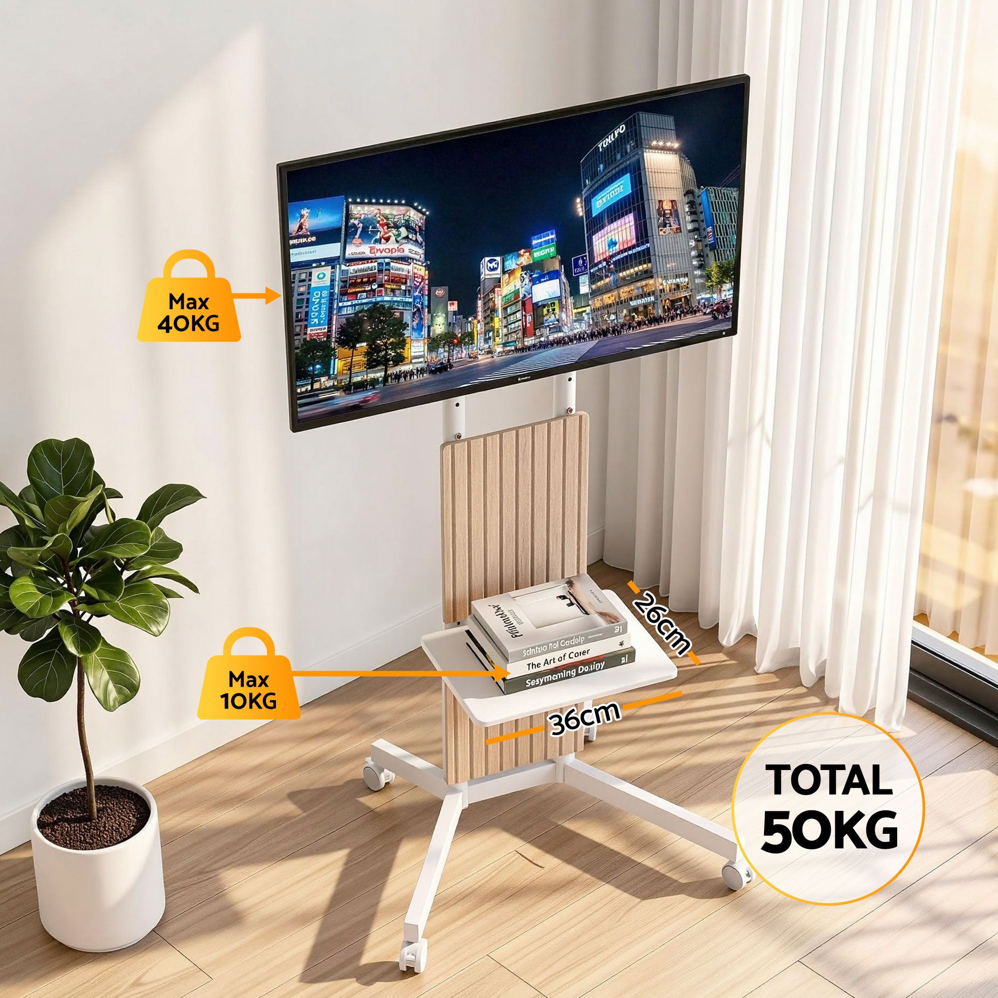 Artiss Mobile TV Floor Stand for 32-65" Mount Bracket Universal Adjustable Height with Wheels - Homecoze