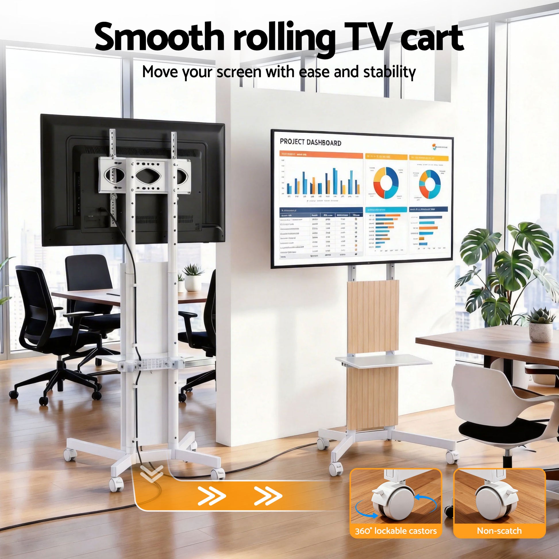 Artiss Mobile TV Floor Stand for 32-65" Mount Bracket Universal Adjustable Height with Wheels - Homecoze