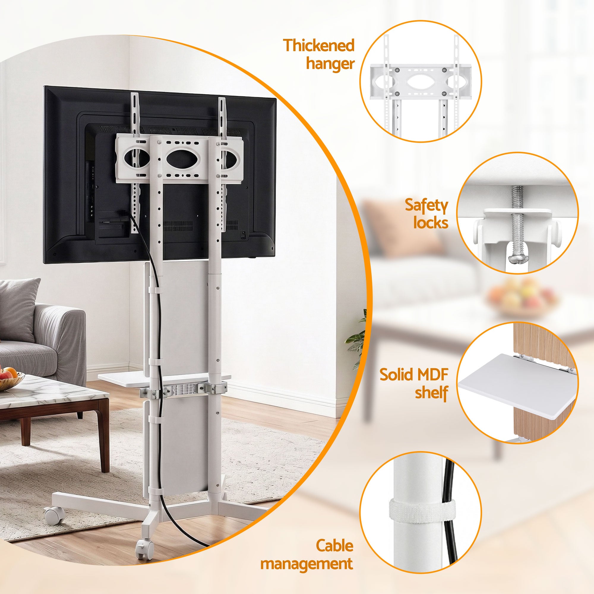 Artiss Mobile TV Floor Stand for 32-65" Mount Bracket Universal Adjustable Height with Wheels - Homecoze