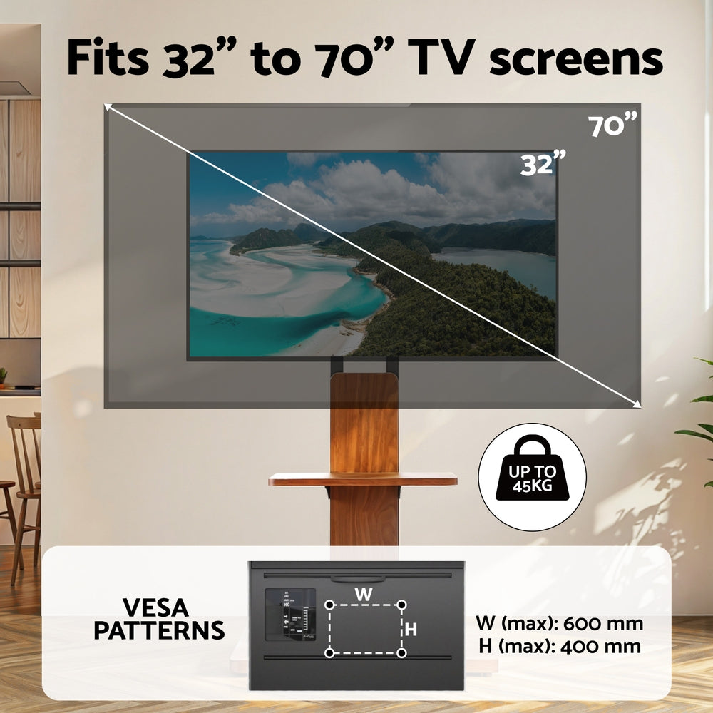 Artiss TV Stand 32-70" Wooden Tray Swivel Height Adjustable - Homecoze