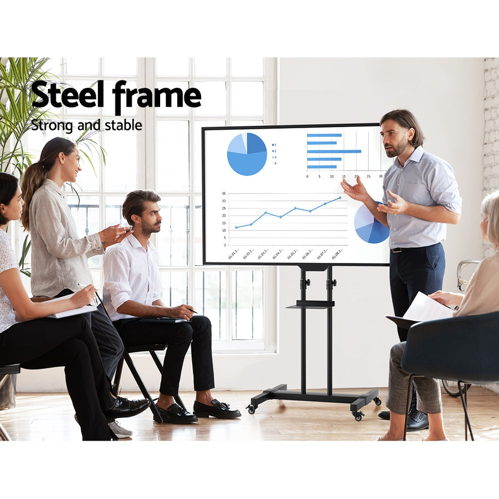Mobile TV Stand Office Cart Steel Frame Up to 65" Screen - Homecoze
