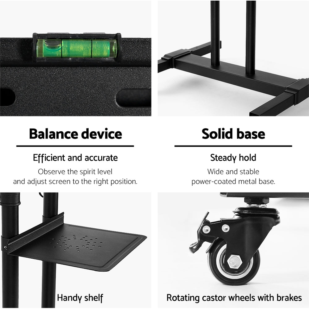Mobile TV Stand Office Cart Steel Frame Up to 65" Screen - Homecoze