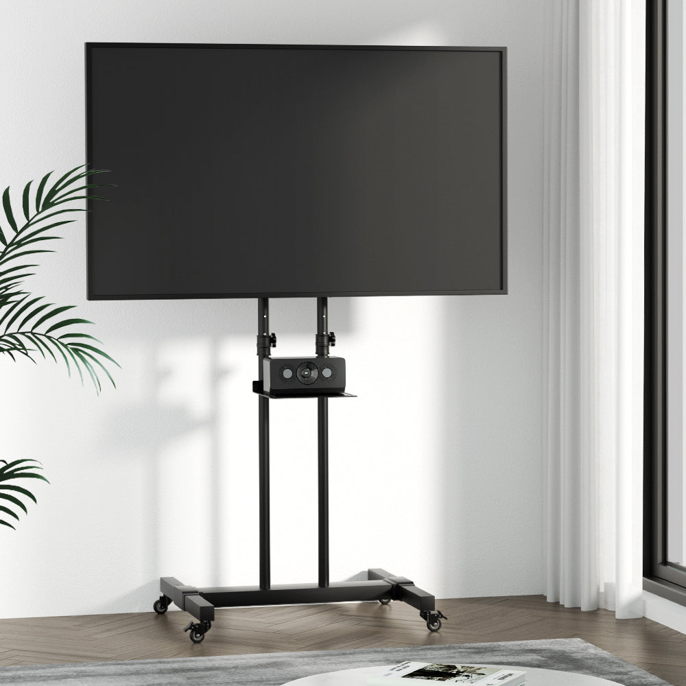 Mobile TV Stand Office Cart Steel Frame Up to 65" Screen - Homecoze