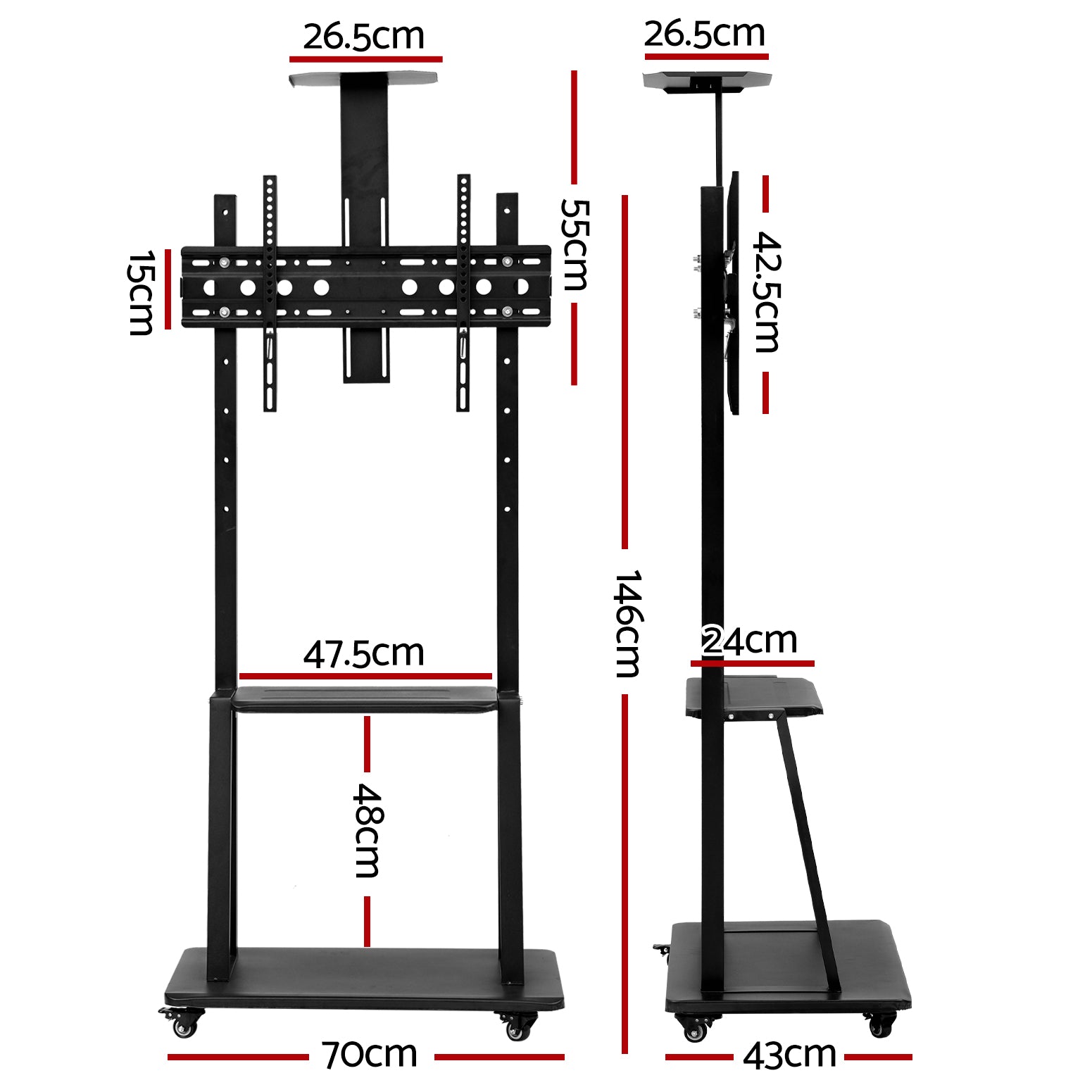 Mobile TV Stand for 32" to 75" TVs - Homecoze