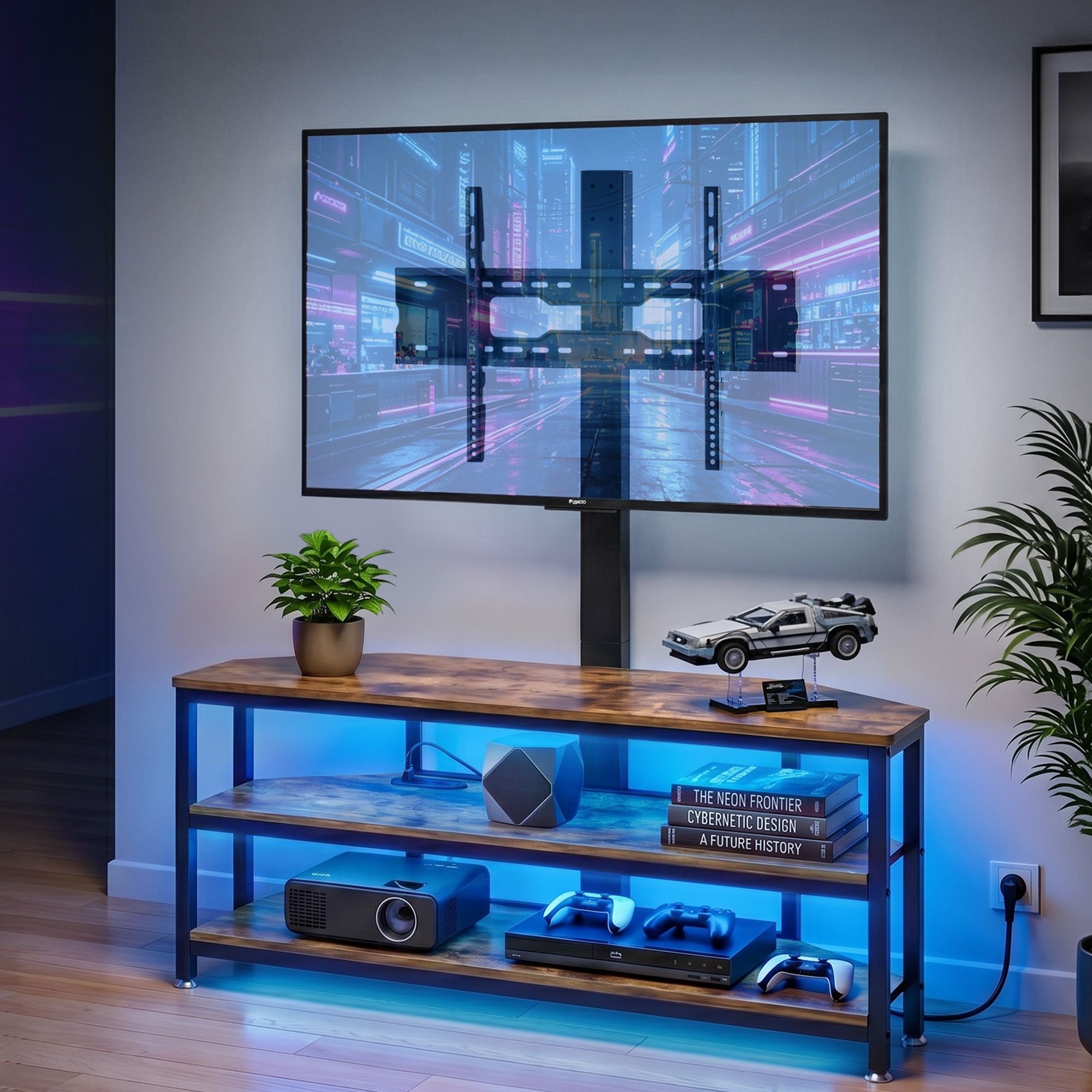 Artiss Corner TV Stand 32-70" w/ Mount LED Lights & Power Outlet Space Saving - Homecoze