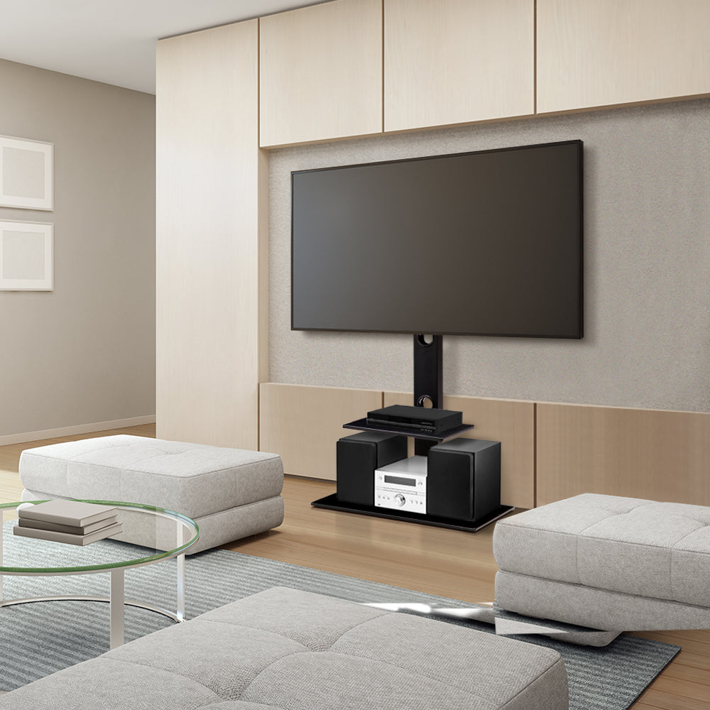 Floor TV Stand with Bracket Shelf Mount - Homecoze