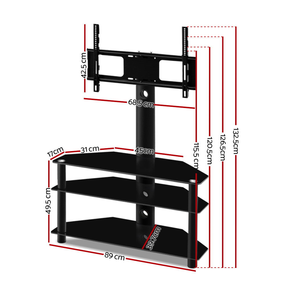 3 Tier Floor TV Stand with Bracket Shelf Mount - Homecoze