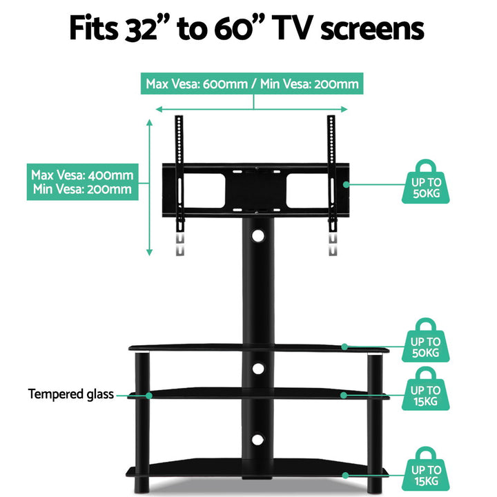 3 Tier Floor TV Stand with Bracket Shelf Mount - Homecoze