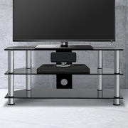 3 Tier Tempered Glass TV Stand Entertainment Unit - Black - Homecoze