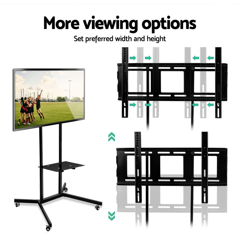 TV Mount on Stand with Castor Wheels - Black - Homecoze