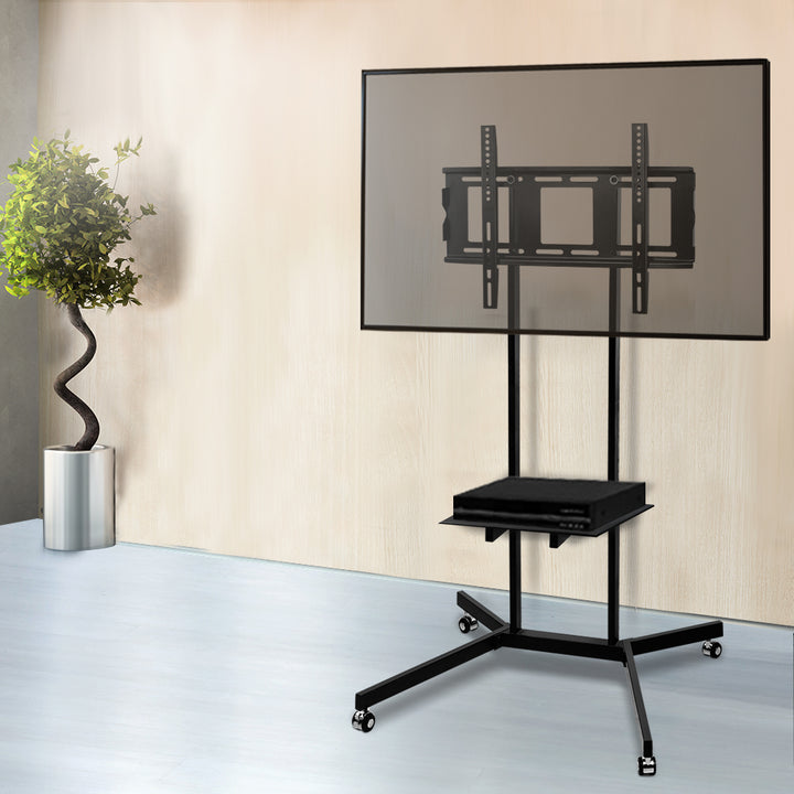 TV Mount on Stand with Castor Wheels - Black - Homecoze