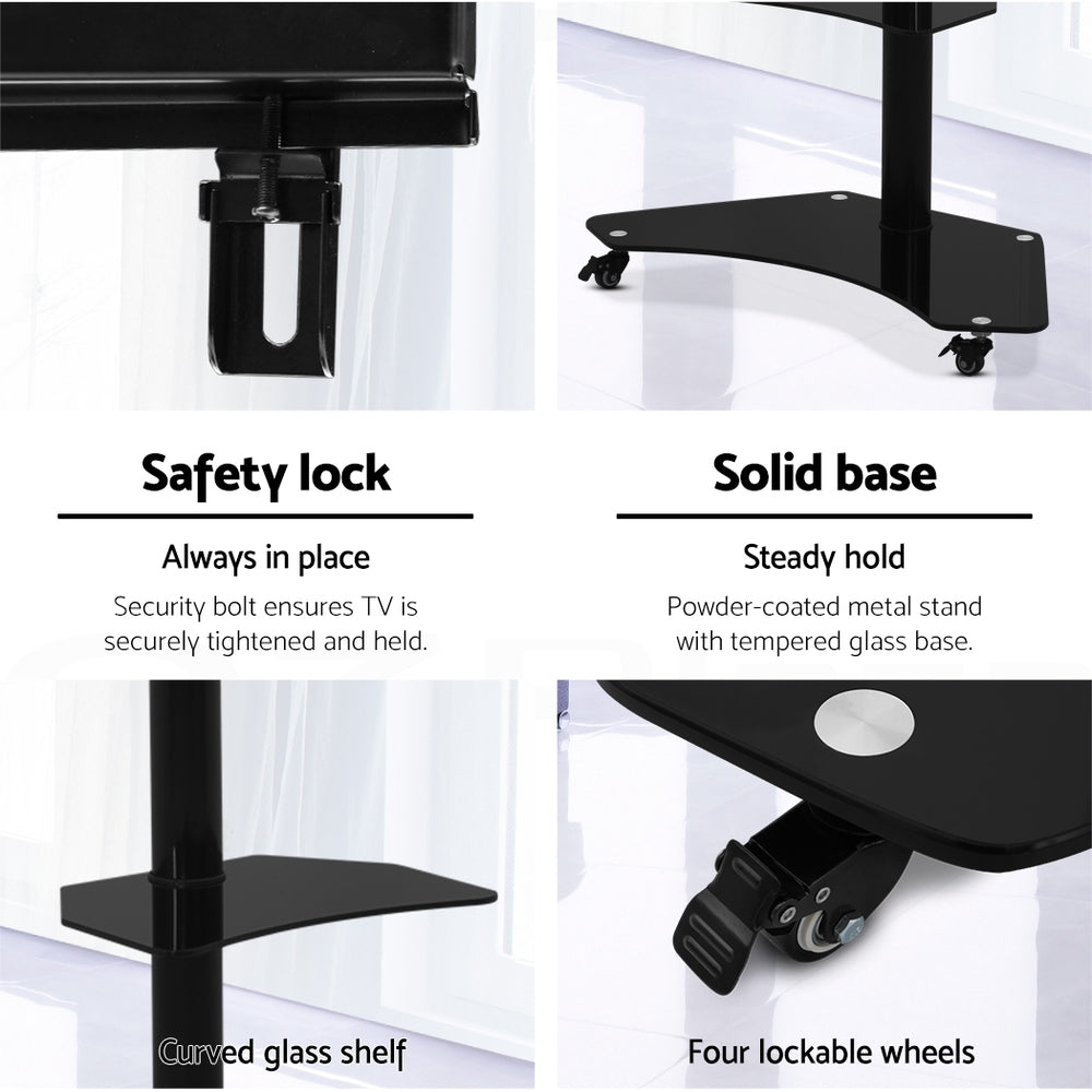 Floor TV Stand Bracket Mount Swivel Height Adjustable 32 to 70 Inch Black - Homecoze