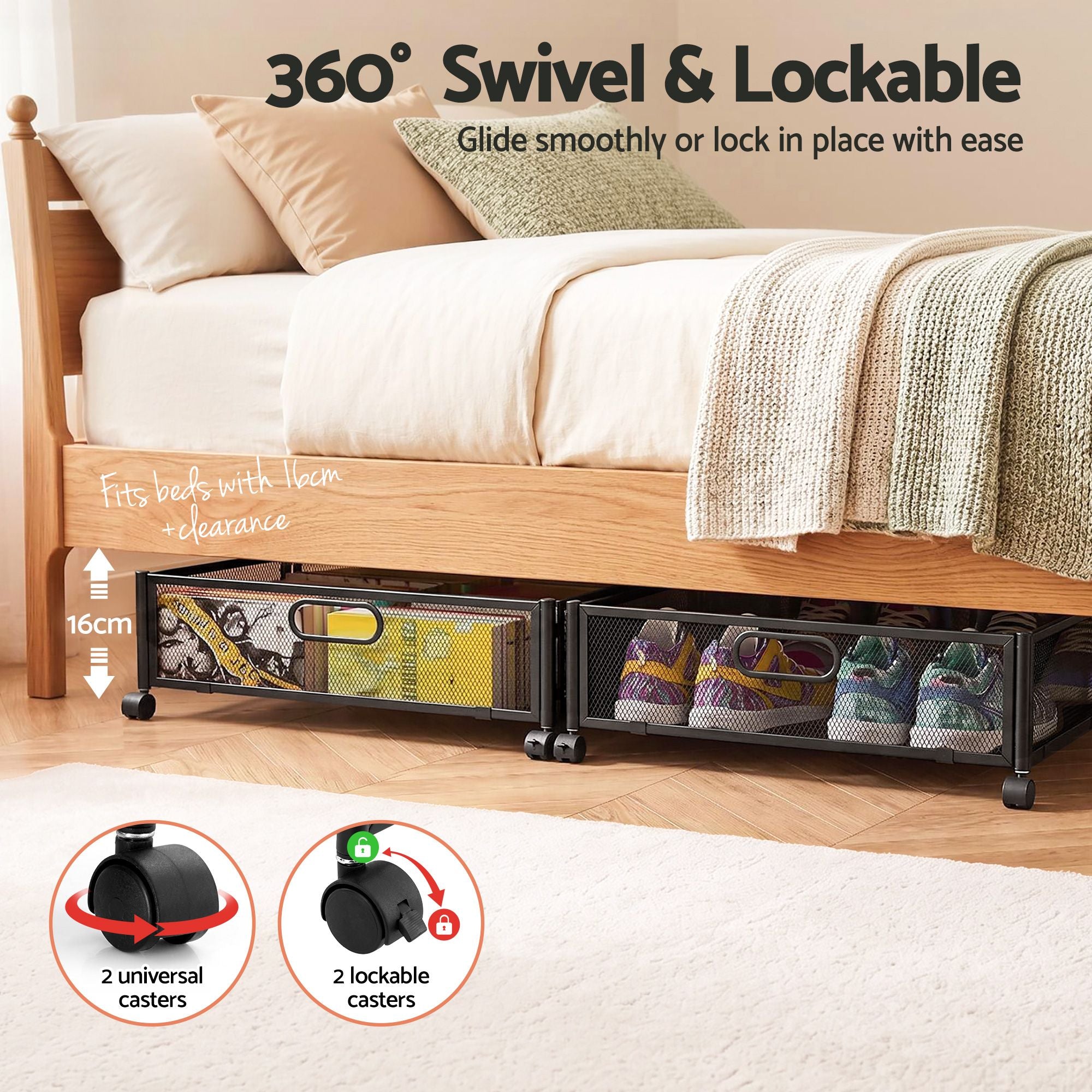 Under Bed Storage Drawers (2-Pack) – Black