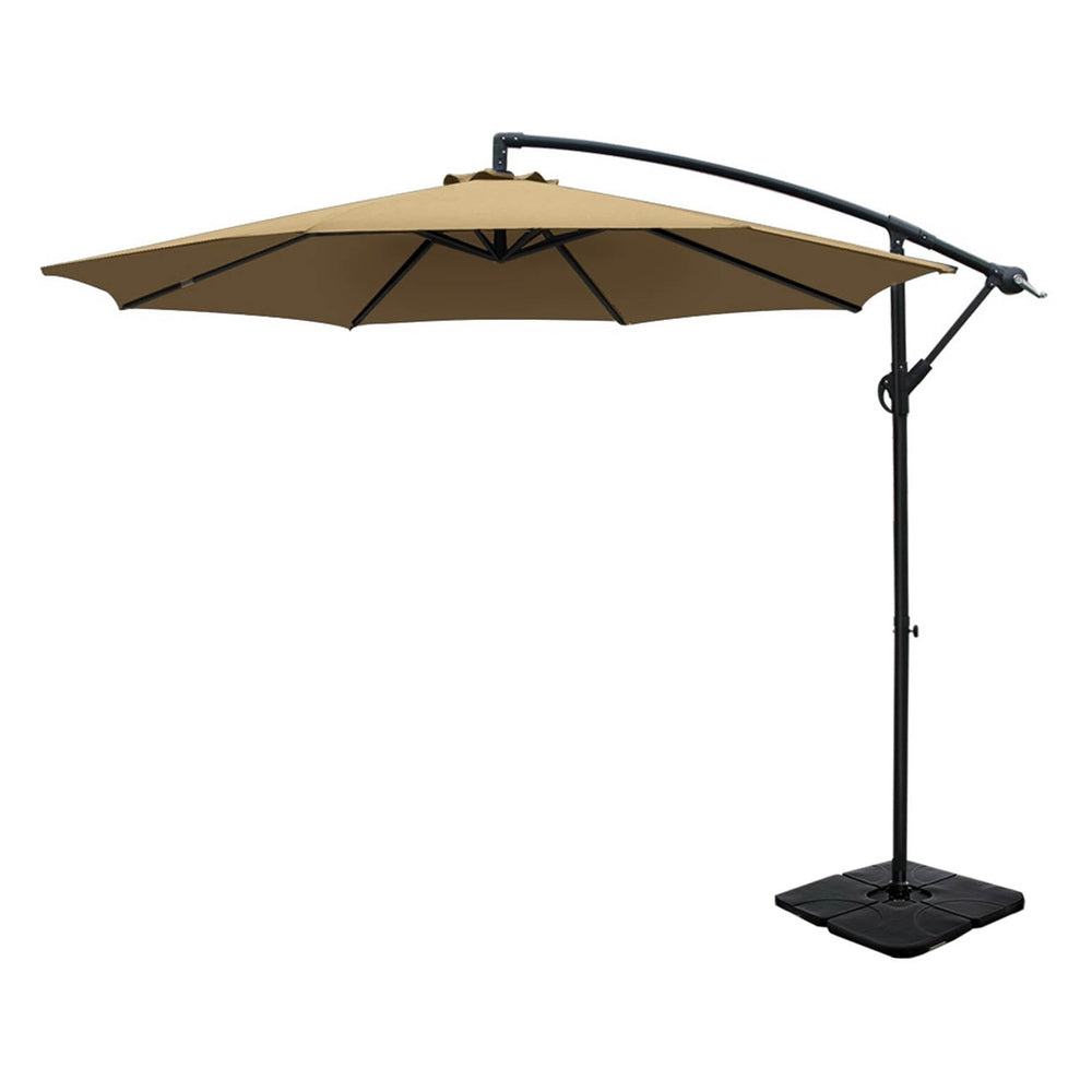 3m Cantilever Umbrella with Base - Beige - Homecoze