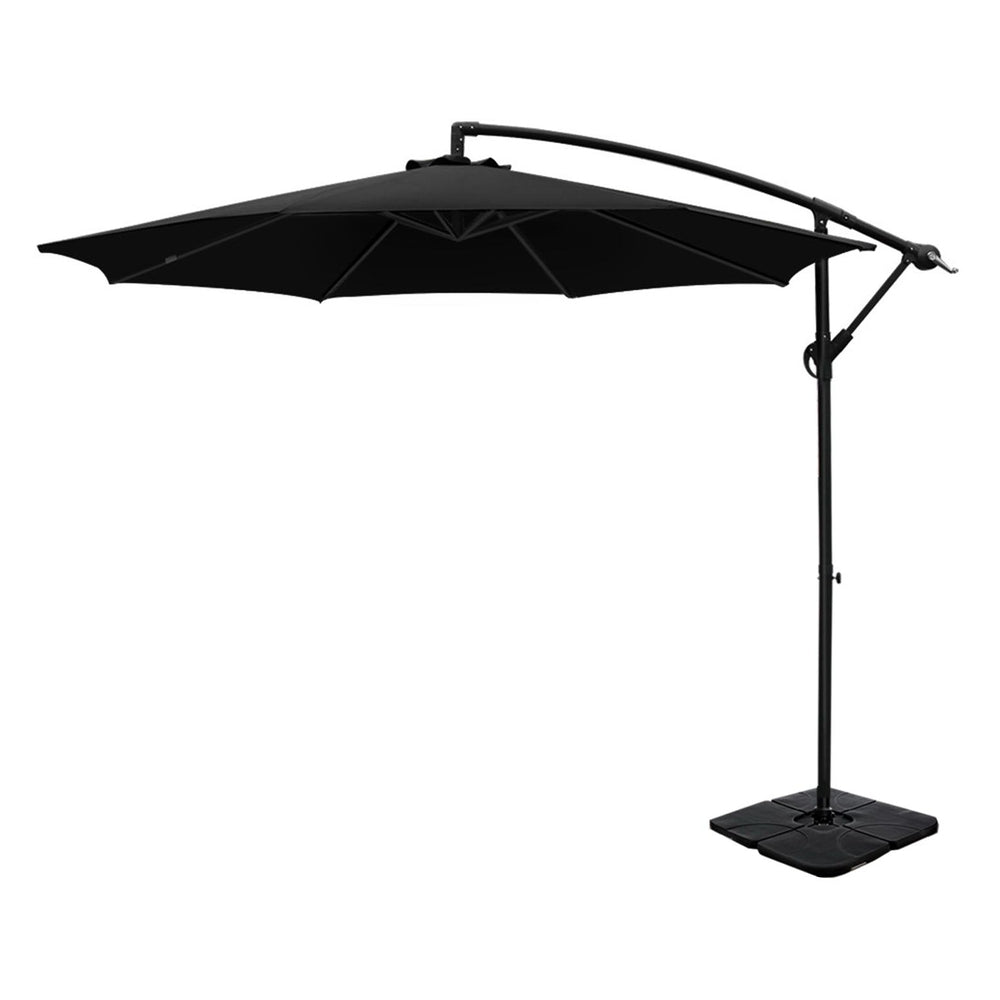 3m Cantilever Umbrella with Base - Black - Homecoze
